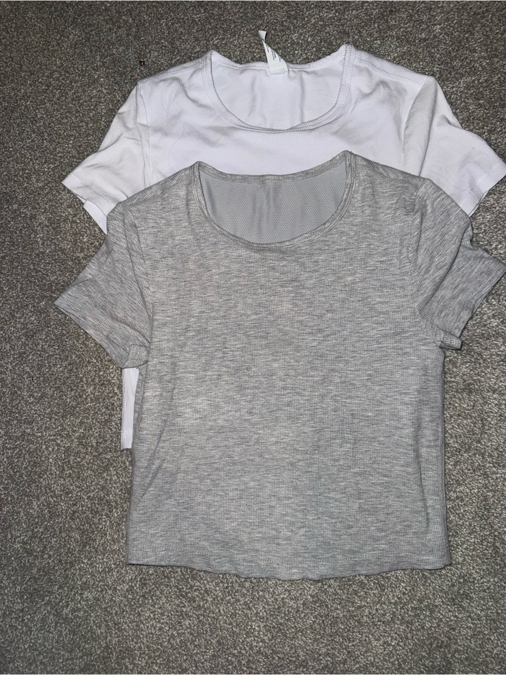 Yogalicious White Ribbed Crop Short Sleeve Top